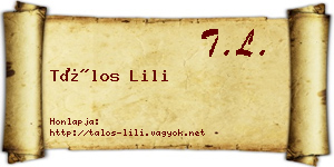 Tálos Lili névjegykártya