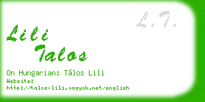 lili talos business card