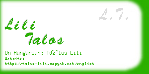 lili talos business card